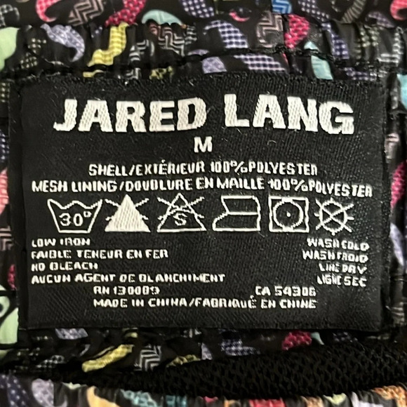 Jared Lang Swim Trunks Mustache Print Multi-Colored on Black - Size Medium - Picture 3 of 5